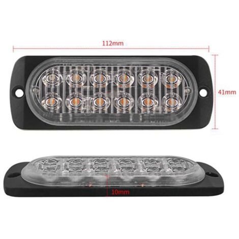 Feu stroboscopique basse tension (12 LED) pour voiture, camionnette ou pick-up, 1 jeu de 4 composants en aluminium ambré + perles LED DC12-24V (1/5)
