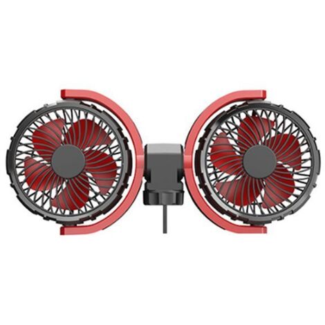 1 couleur : Noir Matériau : Plastique Ventilateur électrique pour voiture, petit ventilateur de voiture, ventilateur de voiture à double tête (1/5)
