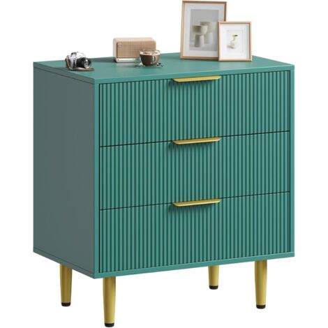 Commode De Chambre, Armoire Moderne Grand Capacité, Ensemble Meuble Salon Fluté 3 Tiroirs, Bois, Meuble TV, Noir (1/5)