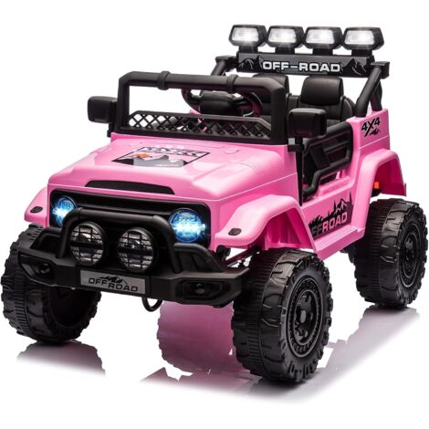 Voiture Électrique 12V, Véhicule Électrique avec Télécommande 2,4G, 3 Vitesses, Musique & LED & Klaxon, Auto Électrique pour Enfants 3+ Ans Rose