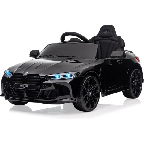 Voiture Électrique Enfant sous Licence BMW M4 avec Télécommandé, Véhicule Électrique 12V avec Vitesses 3 km/h, Klaxon, LED Et Musique, pour Enfants 3+ Ans Noir
