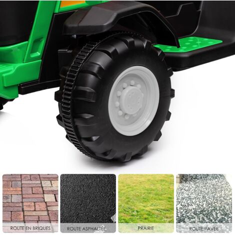 GOPLUS Tracteur électrique 12V – Remorque Amovible, 2,5-3,5 Km/h, Télécommande, LED, Charge 30 Kg, 3-8 Ans