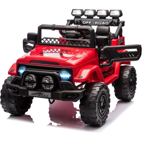Voiture Électrique 12V, Véhicule Électrique avec Télécommande 2,4G, 3 Vitesses, Musique & LED & Klaxon, Auto Électrique pour Enfants 3+ Ans Rouge