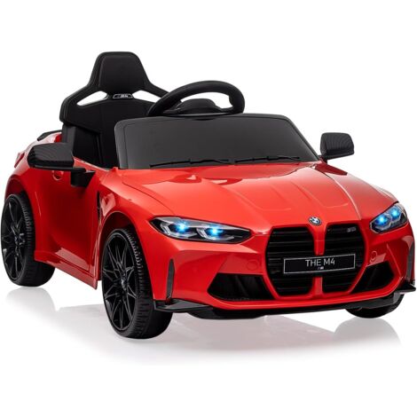 Voiture Électrique Enfant sous Licence BMW M4 avec Télécommandé, Véhicule Électrique 12V avec Vitesses 3 km/h, Klaxon, LED Et Musique, pour Enfants 3+ Ans Rouge