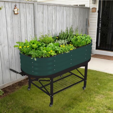 Vegetable Garden-Jardinière Surélevé– Bac de Culture Résistant aux Intempéries pour Légumes&Herbes –Vert,120x60x30cm,sur Roulettes (1/5)