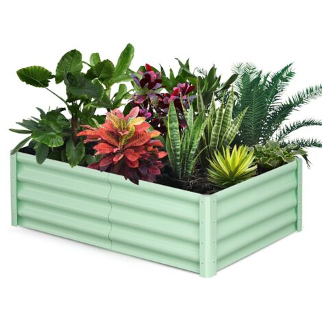 Lot de 1 bac à fleurs en acier, jardinières rectangulaires extensionérieures, gants inclus, fond ouvert, Vert, 1809030 cm (1/5)