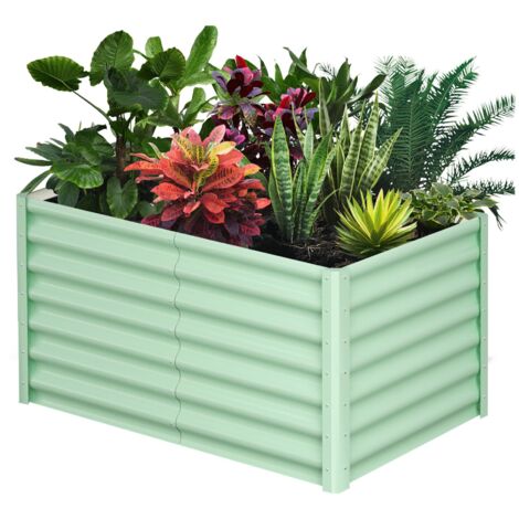 Lot de 1 bac à fleurs en acier, jardinières rectangulaires extensionérieures, gants inclus, fond ouvert, Vert, 1809060 cm (1/5)