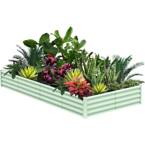 Lot de 1 bac à fleurs en acier, jardinières rectangulaires extensionérieures, gants inclus, fond ouvert, Vert, 24012030 cm (1/5)