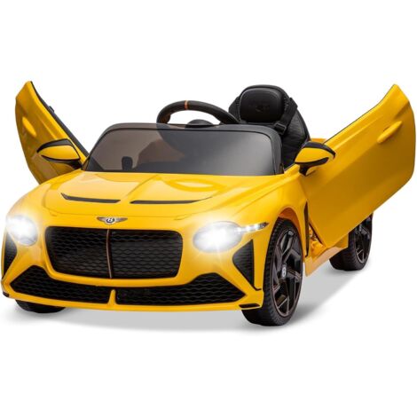 Voiture Électrique pour Enfants 12V sous Licence Bentley Bacalar avec Télécommande, Porte Ciseaux, 3 Vitesses, Lumières LED, Klaxon, Véhicules Électriques pour Enfants 3+ ans Jaune