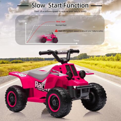 Honeyjoy Voiture Électrique 12V pour Enfants à Batterie, Télécommande, Lumières LED, Musique, Rouge Rose