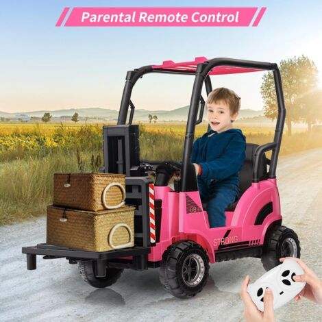 Voiture Enfant 12V Chariot Élévateur, Tente, Jouet De Construction Fourche Reglable Et Palette Interieurexterieur Vert 96397382