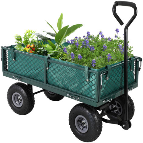 Chariot de Jardin Pliable en Acier Renforcé avec Bâche Amovible - Capacité 227 kg (500 lbs)-81×42×45,5 cm (1/5)