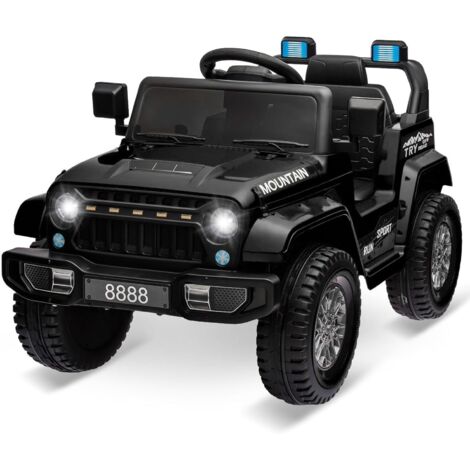 Voiture Électrique Enfants 12V, Télécommande Parentale 2,4G, Musique, Suspension à 4 Roues, Lumières LED, Véhicule Électrique pour Enfants 3+ Ans Noir