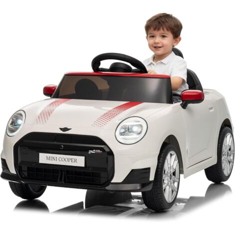 Voiture Électrique Enfants sous Licence Mini 12V, Véhicule Électrique pour Enfants avec Télécommandé, 3 Vitesses, Klaxon, LED, Musique, pour 3+ Ans Blanc (1/5)