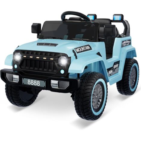 Voiture Électrique Enfants 12V, Télécommande Parentale 2,4G, Musique, Suspension à 4 Roues, Lumières LED, Véhicule Électrique pour Enfants 3+ Ans Bleu