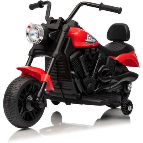Moto Électrique pour Enfant, avec 2 Roues stabilisatrices, Voiture Électrique pour Enfants, avec Musique, LED, Voiture à Pédale, pour Enfants 18+ Mois Rouge