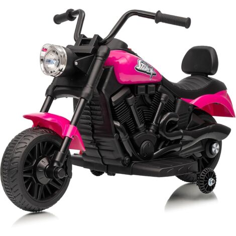 Moto Électrique pour Enfant, avec 2 Roues stabilisatrices, Voiture Électrique pour Enfants, avec Musique, LED, Voiture à Pédale, pour Enfants 18+ Mois Rose