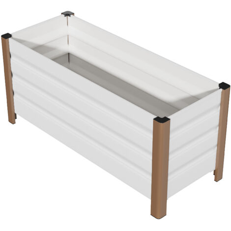 Bac de Jardin Surélevé en Aluminium 1004045cm, Antirouille, Drainage Intégré, Coins Arrondis,r Balcon, Terrasse, Blanc, 1PC