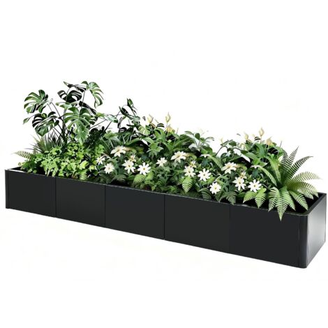 Bac à Fleurs Métal Surélevé 178x52x30 cm, Assemblage Sans Outil – Coins Arrondis – Anti-débordement,Carré potager (1/5)