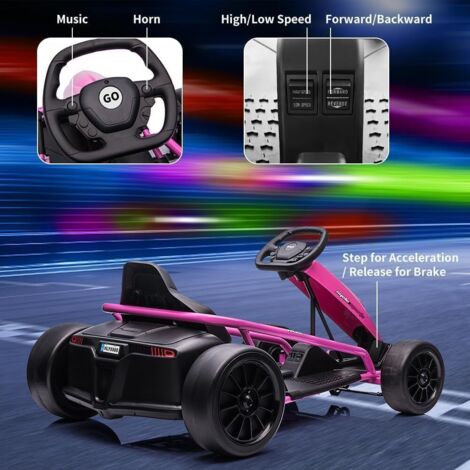 24V Voiture ÉLectrique pour Enfants - Kart à DéRive ÉLectrique avec 24V Voiture ÉLectrique pour Enfants - Kart à DéRive ÉLectrique avec