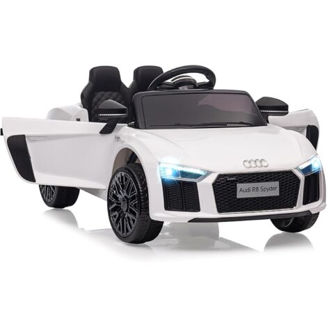 Voiture Électrique Enfant sous Licence Audi, Véhicule Électrique pour Enfants 3-8 Ans avec Télécommande, Deux Moteurs, Lumières LED, Musique Blanc