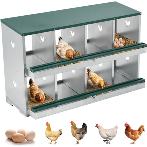 Niche à ponte 8 places en métal galvanisé – Poulailler durable, œufs protégés et nettoyage facile, Double couche, Vert (1/5)