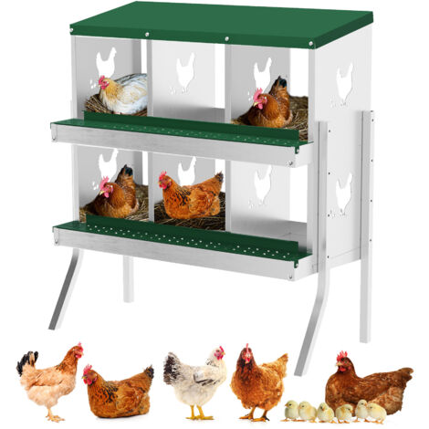 Nid Pondoir 6 Alvéoles en Acier Galvanisé – Antirouille, Récolte des Œufs Facilitée, Poulailler Pratique avec pied, vert (1/5)