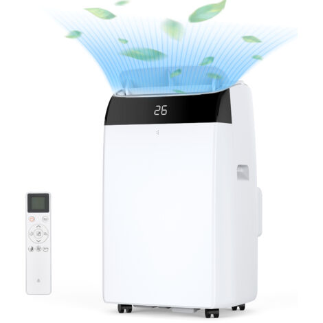Climatiseur Mobile 3-en-1 12000 BTU, Ventilateur & Déshumidificateur 45L/Jour, Silencieux 53 dB, Écran LED, Télécommande, Minuterie 24H, Pour pièces 43-51m²