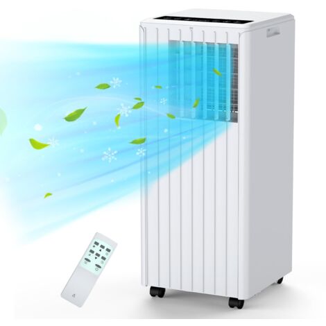 Climatiseur Mobile Silencieux 9000BTU, Déshumidificateur 42L-Jour, 2 Vitesses Avec Télécommande