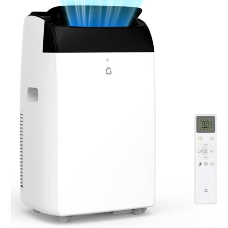 Climatiseur Mobile 3-en-1, 10 000 BTU, Refroidissement, Ventilation et Déshumidification, Télécommande, Roulettes, Écran Numérique LED, Minuteur 24 h
