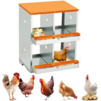 Niche à ponte 4 places en métal galvanisé – Poulailler durable, œufs protégés et nettoyage facile, Double couche, Orange