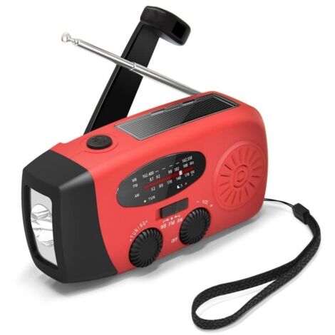 Osterangebote Hochwertiges Kurbelradio mit Solarzellen, Taschenlampe und 2000-mAh-Powerbank für SOS-Notfälle – Rot 300