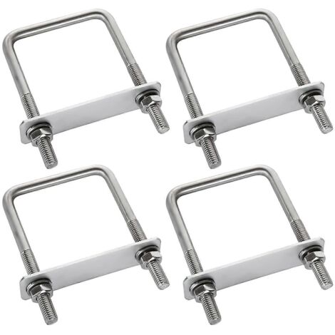 4-teiliges Set Befestigungsclips, U-Bügel-Halterungen, U-Bügel, Dachbox-Halterungen, robuster Rahmen, quadratischer U-Bügel aus Edelstahl, für Abschleppen, Reparaturen, Boote und Autos