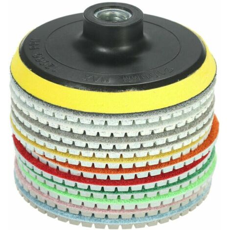 12-teiliges Diamantpolierpad-Set (4 Zoll Diamant-Nasspolierpad + 1 Stützteller) für Granit, Marmor, Stein, Keramikfliesen und Beton