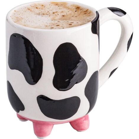 Kuh-Kaffeebecher, Kuhmotive, 440 ml Keramik-Kuhbecher – Kuhbecher mit Euter – Tassen mit Kuhmuster – Verrückter Milch-Kuhbecher mit Euter-Kuhmuster