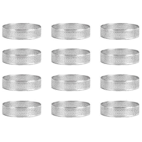 12er-Packung Tortenringe aus Edelstahl, perforierte Tortenringe, 6 cm