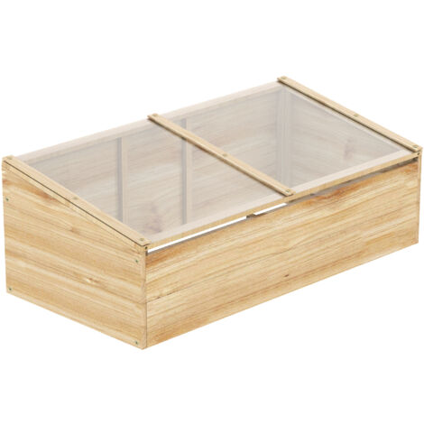 AS EASY Châssis froid en bois pour serre et jardinière, 100 x 50 x 35 cm, sapin naturel, panneau de particules. (1/5)