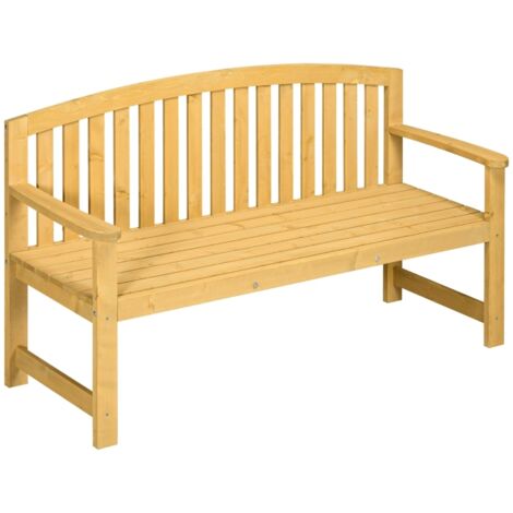 AS EASY Banc de jardin 2 places en bois, résistant aux intempéries, avec dossier, charge maximale 240 kg, 140 x 50 x 85 cm, orange (1/5)