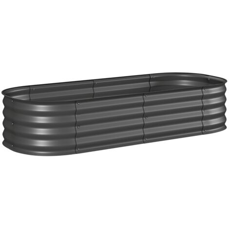 AS EASY Potager surélevé modulaire, bords protégés, sans fond, 150 x 62 x 30 cm, gris foncé (1/5)