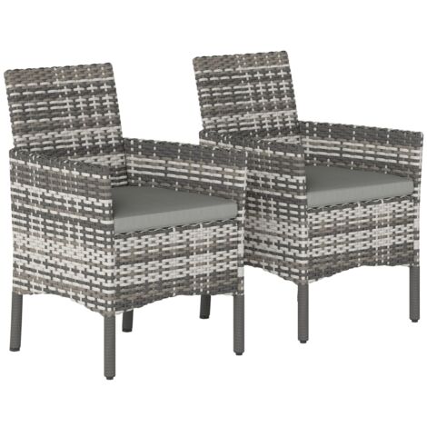 AS EASY Ensemble de 2 chaises de jardin, mobilier de jardin en polyrotin avec 2 fauteuils, coussins amovibles, structure en acier, gris (1/5)