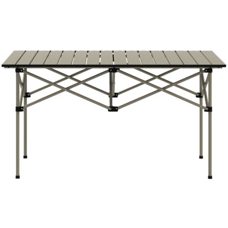 AS EASY Table de camping pliante avec plateau enroulable, structure en X, table de jardin en aluminium, légère, table d'appoint pour 2 personnes, idéale pour le jardin, le balcon ou le camping, 95 x 5