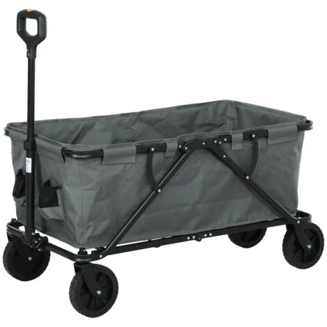 AS EASY Carrosse de jardin 120 kg chargeable, pliable Carrosse de transport avec avion amovible 160 litres Gris foncé (1/5)