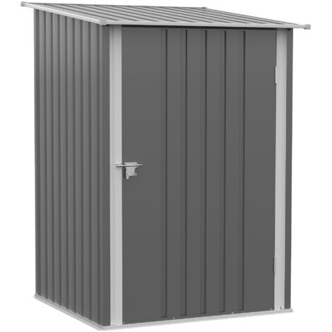 AS EASY Abri de jardin en acier 0,92 m², armoire de jardin verrouillable avec toit monopente, 100 x 103 x 160 cm, gris (1/5)