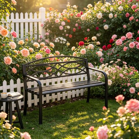 AS EASY Banc de jardin robuste, banc de parc, banc d'extérieur avec dossier (1/5)