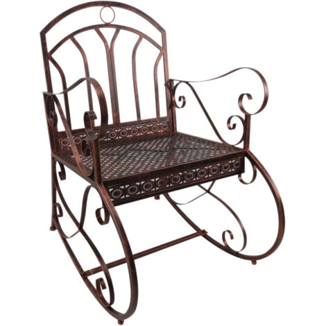 AS EASY Fauteuil à bascule vintage, capacité de charge 150 kg, courbes élégantes, grand confort d'assise, métal, 61 cm (L) x 79 cm (P) x 90 cm (H), rouge bronze (1/5)