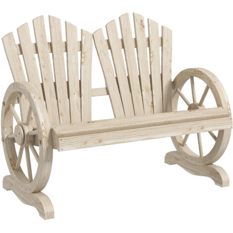 AS EASY Banc de jardin avec accoudoirs, assise, mobilier de jardin, banc rustique, bois massif, bois naturel, 108 x 66 x 95 cm (1/5)