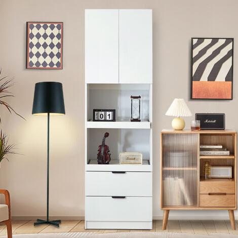 AS EASY Meubles de cuisine de 200 cm de haut, comprenant placards, portes, tiroirs, étagères pour micro-ondes, armoires hautes avec système anti-basculement, buffets, meubles multifonctionnels autopor