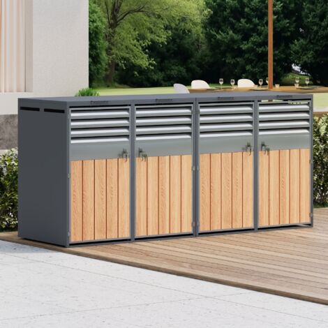 AS EASY Boîte de rangement pour poubelles avec couvercle à charnière, ouverture de ventilation à persiennes, verrouillable, quatre portes. (1/5)