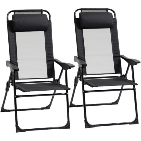 AS EASY Lot de 2 chaises de jardin pliantes avec dossier et accoudoirs réglables, chaises de camping supportant jusqu'à 120 kg, idéales pour le jardin et le balcon. (1/5)