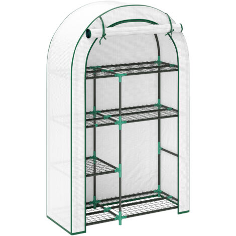 AS EASY Serre à toit arrondi avec porte et étagères, en acier avec bâche résistante à l'hiver, idéale pour balcon ou jardin. Serre à tomates (100 x 45 x 160 cm), parfaite pour la culture de tomates, l (1/5)